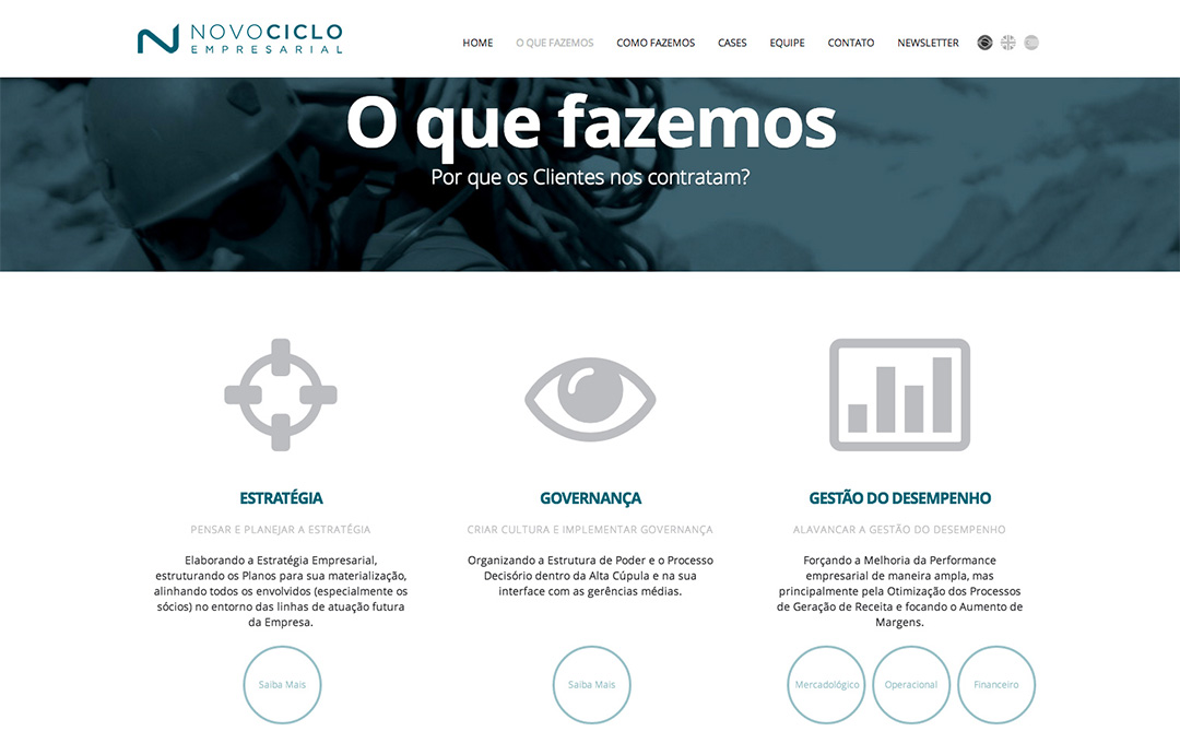 Popcorn Comunicação Novociclo site web design layout background