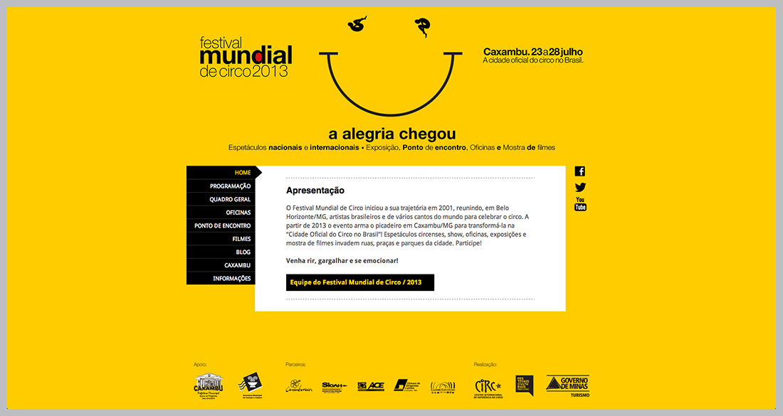 Popcorn Comunicação Festival Mundial de Circo 2013 site layout design web